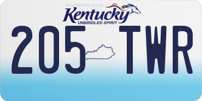 KY license plate 205TWR