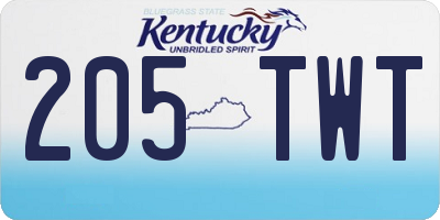 KY license plate 205TWT