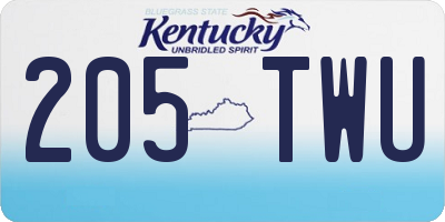 KY license plate 205TWU