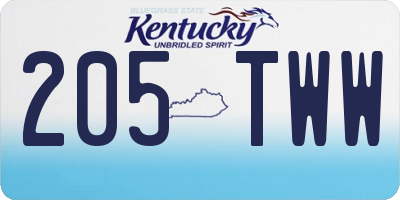 KY license plate 205TWW
