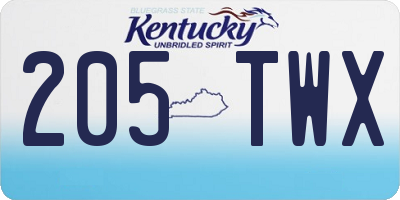 KY license plate 205TWX