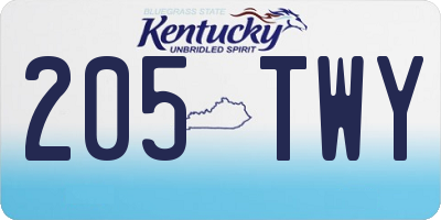 KY license plate 205TWY