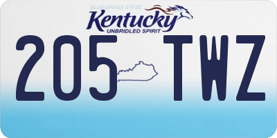 KY license plate 205TWZ