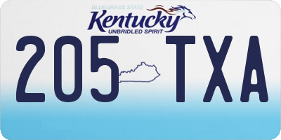 KY license plate 205TXA