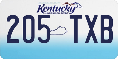 KY license plate 205TXB