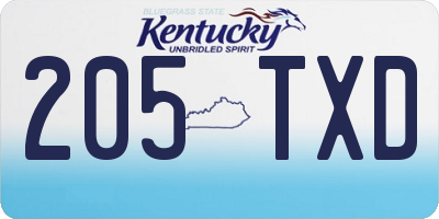 KY license plate 205TXD