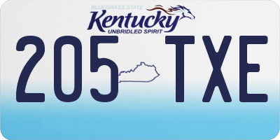 KY license plate 205TXE