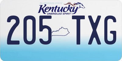 KY license plate 205TXG