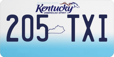 KY license plate 205TXI