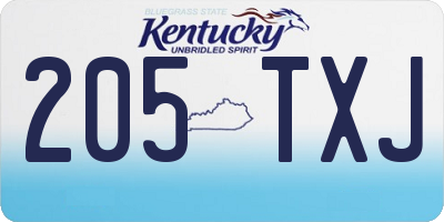 KY license plate 205TXJ