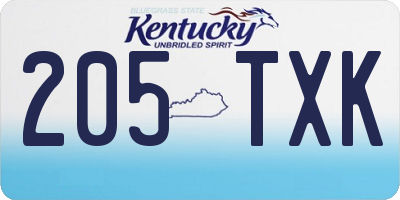 KY license plate 205TXK