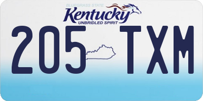 KY license plate 205TXM