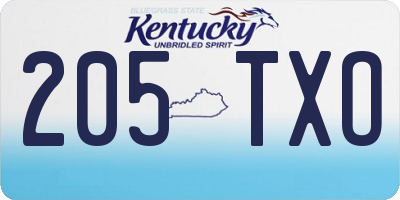 KY license plate 205TXO