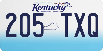 KY license plate 205TXQ