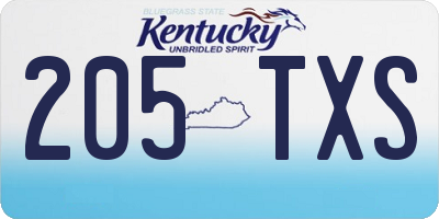 KY license plate 205TXS