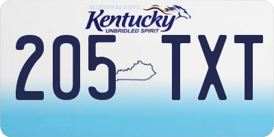 KY license plate 205TXT