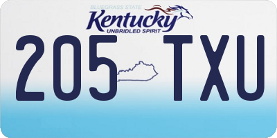 KY license plate 205TXU