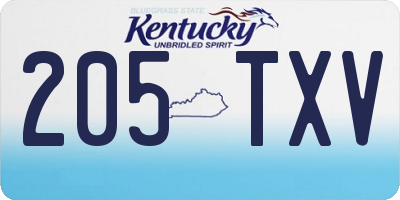 KY license plate 205TXV