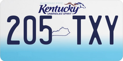 KY license plate 205TXY
