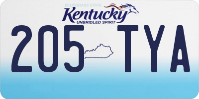 KY license plate 205TYA