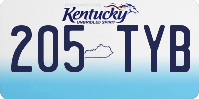 KY license plate 205TYB