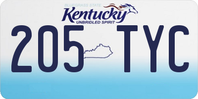 KY license plate 205TYC