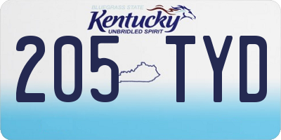 KY license plate 205TYD