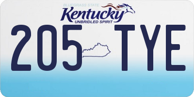 KY license plate 205TYE