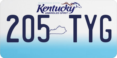 KY license plate 205TYG