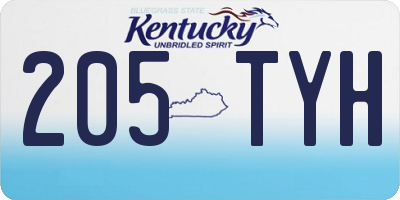 KY license plate 205TYH