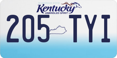 KY license plate 205TYI
