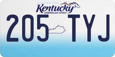 KY license plate 205TYJ