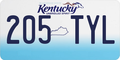 KY license plate 205TYL