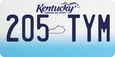 KY license plate 205TYM