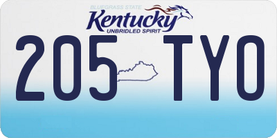 KY license plate 205TYO