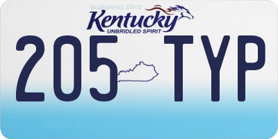 KY license plate 205TYP