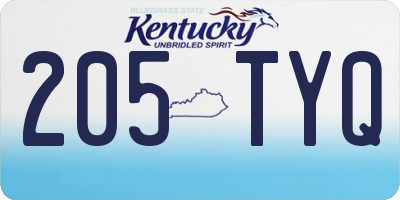 KY license plate 205TYQ