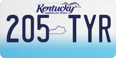 KY license plate 205TYR