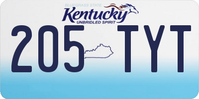KY license plate 205TYT