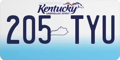 KY license plate 205TYU