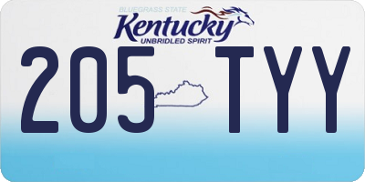 KY license plate 205TYY