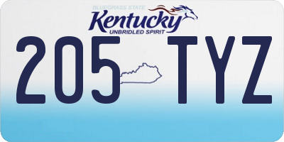KY license plate 205TYZ