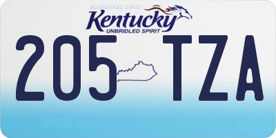 KY license plate 205TZA