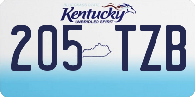KY license plate 205TZB
