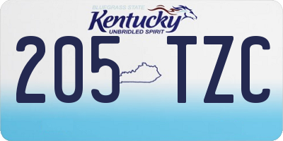 KY license plate 205TZC