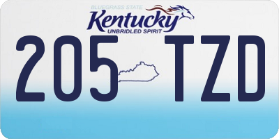 KY license plate 205TZD