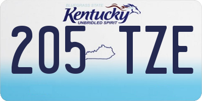 KY license plate 205TZE