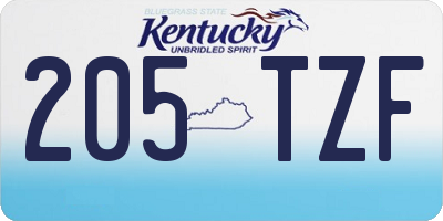 KY license plate 205TZF