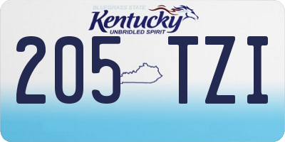 KY license plate 205TZI