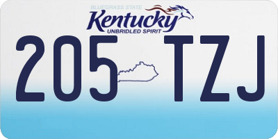 KY license plate 205TZJ